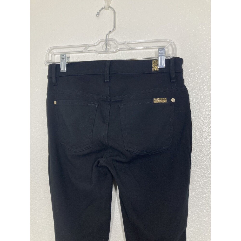 7 For All Mankind Pants Womens 27 Black Skinny Stretch Denim Gold Hardware USA - Picture 9 of 16